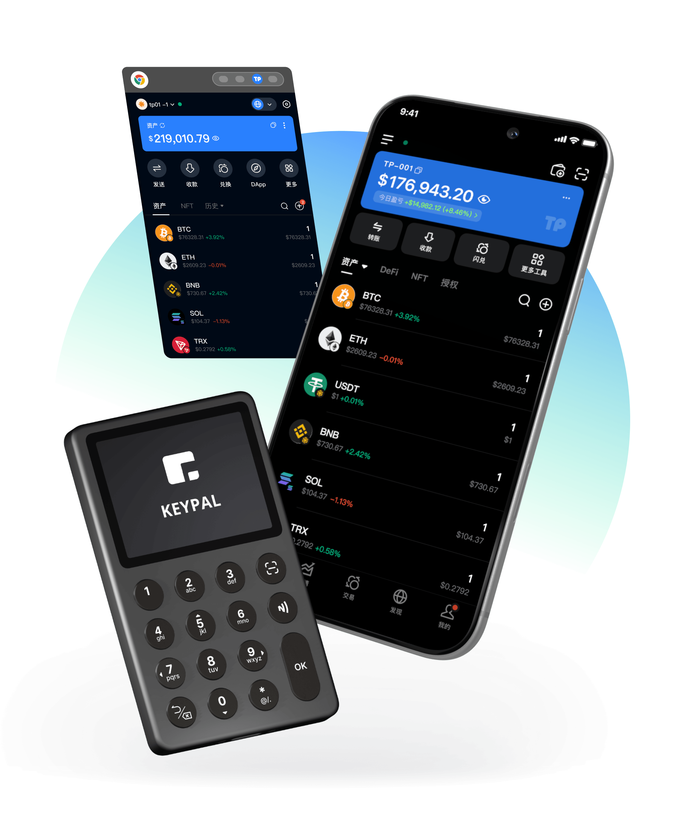 TokenPocket 手機錢包介面示意